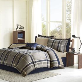 Plaid Comforter Set with Bed Sheets, Twin/TwinXL size