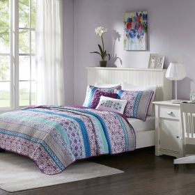 Reversible Quilt Set with Throw Pillows, Twin/TwinXL size