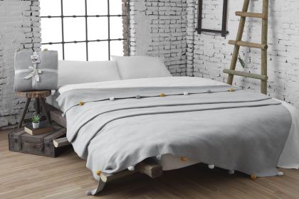 Dolce Bonita Home Single Pom-pom Pique Blanket 150x200cm Gray, King