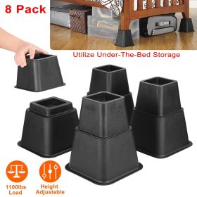 8Pcs Furniture Risers 500kg 1100lbs Capacity Bed Lifters Adjustable Bed Risers