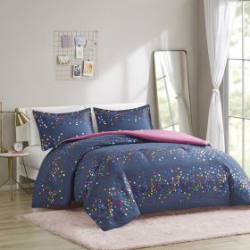 Rainbow Iridescent Metallic Dot Comforter Set, Full/Queen