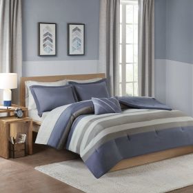 Striped Comforter Set with Bed Sheets Twin/TwinXL
