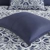 7 Piece Flocking Comforter Set with Euro Shams and Throw Pillows Fulll/Queen