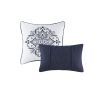 7 Piece Flocking Comforter Set with Euro Shams and Throw Pillows Fulll/Queen