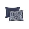 7 Piece Flocking Comforter Set with Euro Shams and Throw Pillows Fulll/Queen