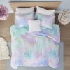 Watercolor Tie Dye Printed Comforter Set with Throw Pillow, Twin/Twin XL
