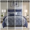 7 Piece Flocking Comforter Set with Euro Shams and Throw Pillows Fulll/Queen