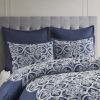 7 Piece Flocking Comforter Set with Euro Shams and Throw Pillows Fulll/Queen