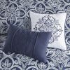 7 Piece Flocking Comforter Set with Euro Shams and Throw Pillows Fulll/Queen