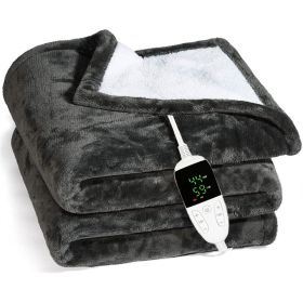 Electric Blanket Heated Throw Digital Controller 10-Hour Timer 6 Heat Settings (Color: Black)