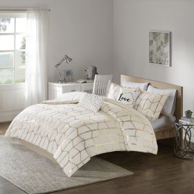 Metallic Printed Duvet Cover Set, Twin/Twin XL (Color: as Pic)
