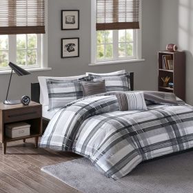 Plaid Comforter Set, Full/Queen size (Color: as Pic)