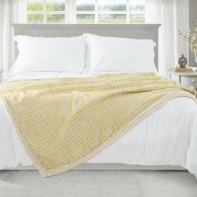 VERAMUSE Sherpa Throw Blanket for Couch 50"X60" Winter Thick Warm Blankets for Bed Sofa (Color: yellow)