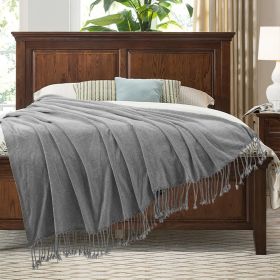 VERAMUSE Chenille Throw Blanket for Couch Lightweight Throws for Bed and Sofa (Color: gray, size: 60" x 88")
