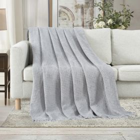 VERAMUSE 100% Cotton Throw Blanket Weave Waffle Breathable Thin Blankets for Summer (Color: gray, size: 90" x 90")