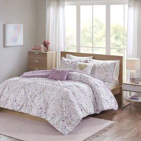 Metallic Printed and Pintucked Comforter, Twin/Twin XL (Color: as Pic)