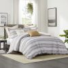 Oversized Chenille Jacquard Striped Comforter Set with Euro Shams and Throw Pillows, Full/Queen size