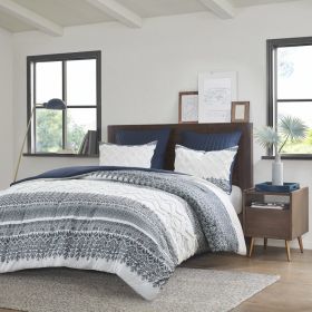 3 Piece Cotton Comforter Set with Chenille Tufting, King/Cal. King (Color: as Pic)