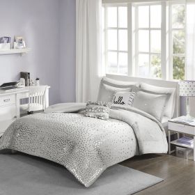Metallic Triangle Print Comforter Set, Twin/Twin XL (Color: as Pic)