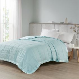 Oversized Down Alternative Blanket with Satin Trim, King size (Color: as Pic)