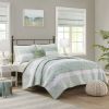 4 Piece Seersucker Quilt Set with Throw Pillow, Full/Queen