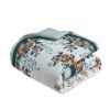 5 Piece Cotton Floral Comforter Set with Throw Pillows, Full/Queen
