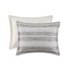 Oversized Chenille Jacquard Striped Comforter Set with Euro Shams and Throw Pillows, Full/Queen size