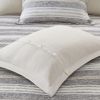 Oversized Chenille Jacquard Striped Comforter Set with Euro Shams and Throw Pillows, Full/Queen size