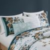5 Piece Cotton Floral Comforter Set with Throw Pillows, Full/Queen