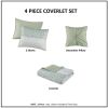 4 Piece Seersucker Quilt Set with Throw Pillow, Full/Queen