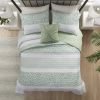 4 Piece Seersucker Quilt Set with Throw Pillow, Full/Queen