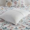 4 Piece Floral Comforter Set with Throw Pillow, Full/Queen