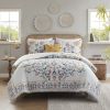 4 Piece Floral Comforter Set with Throw Pillow, Full/Queen