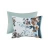 5 Piece Cotton Floral Comforter Set with Throw Pillows, Full/Queen