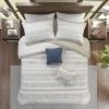 5 Piece Printed Seersucker Comforter Set with Throw Pillows, Full/Queen size
