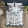 5 Piece Cotton Floral Comforter Set with Throw Pillows, Full/Queen