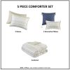 5 Piece Printed Seersucker Comforter Set with Throw Pillows, Full/Queen size