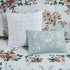 5 Piece Cotton Floral Comforter Set with Throw Pillows, Full/Queen