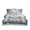 5 Piece Cotton Floral Comforter Set with Throw Pillows, Full/Queen