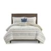 5 Piece Printed Seersucker Comforter Set with Throw Pillows, Full/Queen size